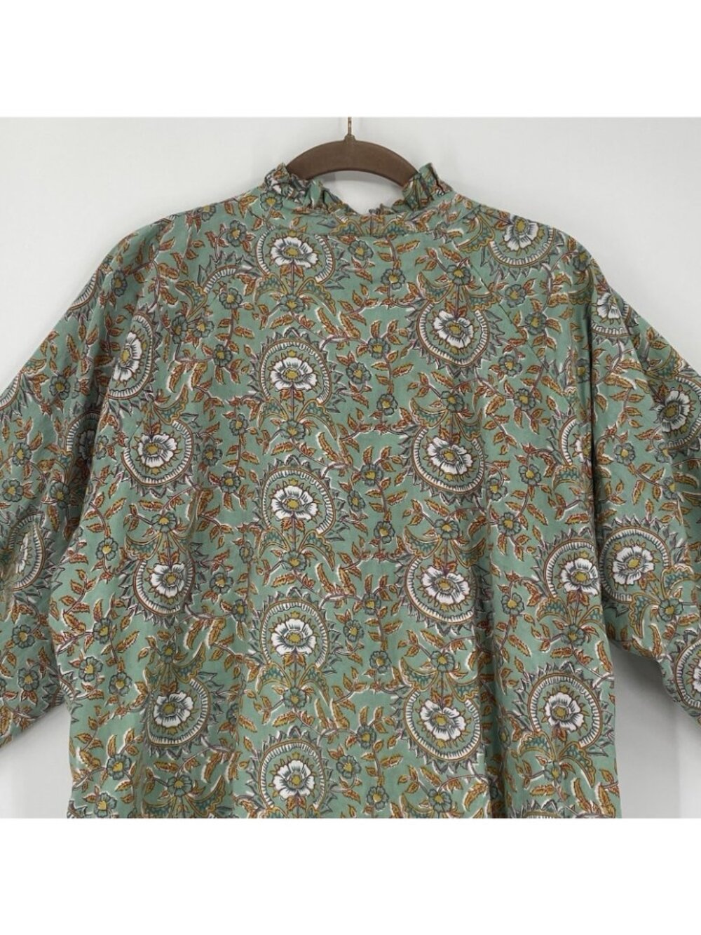 Just Darviny Size XL Megan Green Floral Block Print Tunic Dress Cotton - Picture 15 of 15